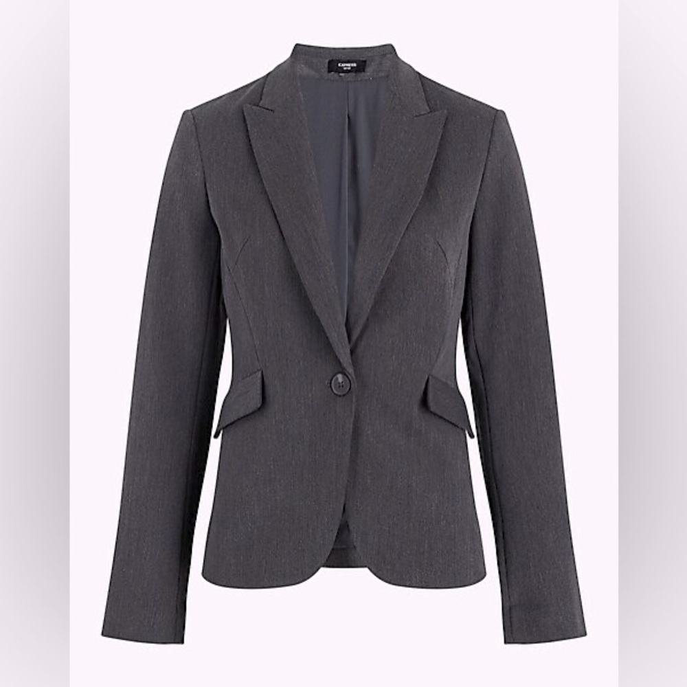 Express Heather Grey Classic‎ One Button Blazer Size 6